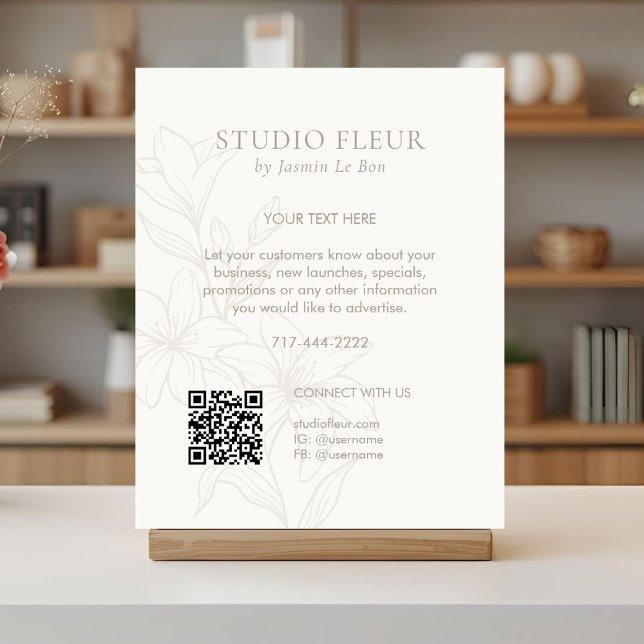 Póster Sin blanco | Moda Floral Texto promocional QR (Subido por el creador)