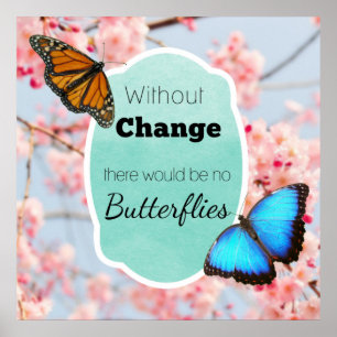 Póster Sin cambios, sin mariposas, flores de cerezo