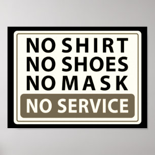 Póster sin camisa ni zapatos ni máscara sin servicio