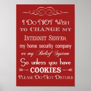 Póster Sin cookies, no molestar al Poster rojo