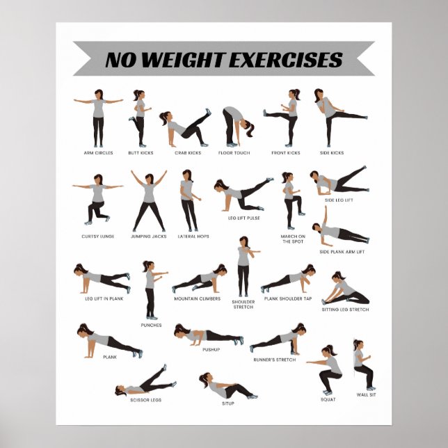 Póster Sin ejercicio de peso Poster de fitness - Gris (Frente)