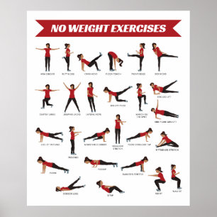 Póster Sin ejercicio de peso Poster de fitness - rojo