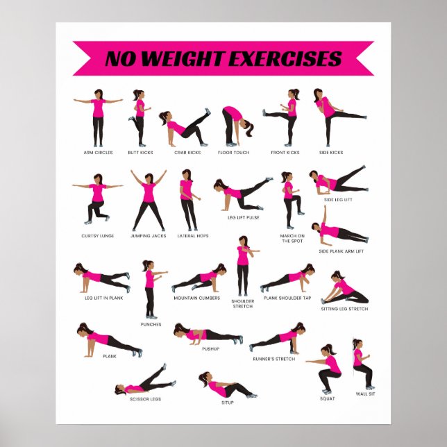Póster Sin ejercicio de peso Poster de fitness - rosa (Frente)