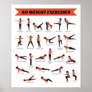 Póster Sin ejercicios de peso Poster de fitness - Naranja