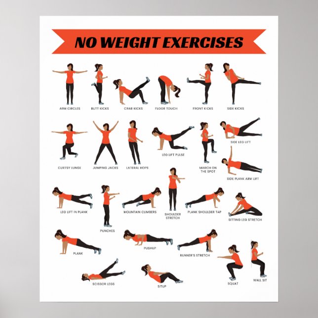 Póster Sin ejercicios de peso Poster de fitness - Naranja (Frente)