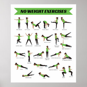 Póster Sin ejercicios de peso Poster de fitness - Verde
