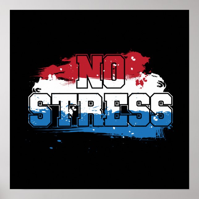 Póster Sin estrés - Mentalidad positiva azul rojo (Frente)