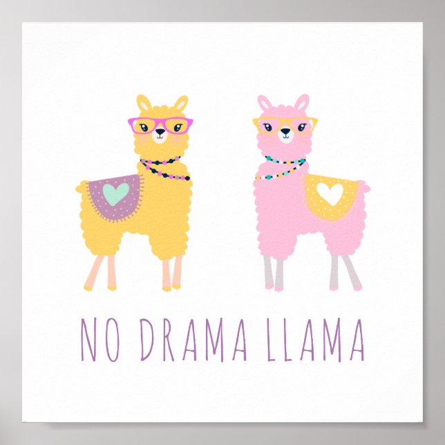 Póster Sin Ilustracion de llama cuta dramática (Frente)