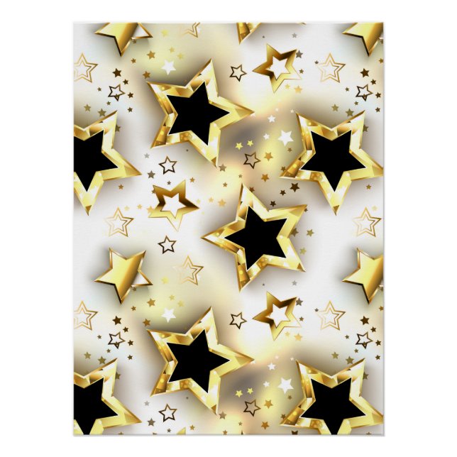 Póster Sin inconvenientes de luz con estrellas de oro (Anverso)