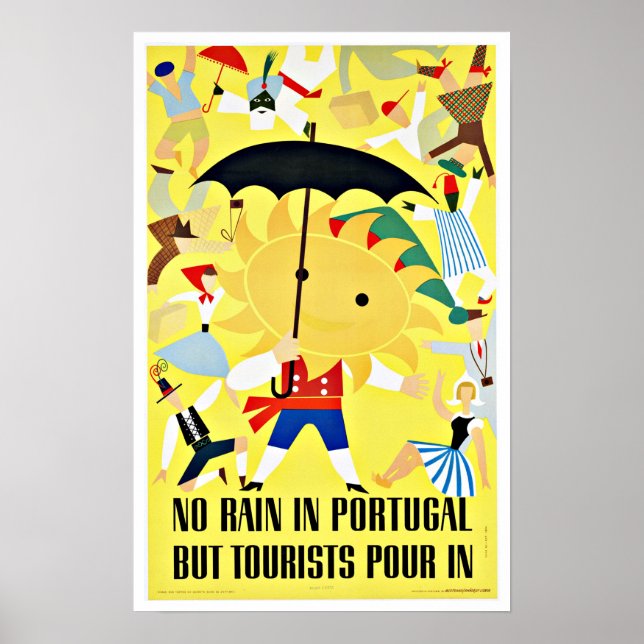Póster Sin lluvia en Portugal Viajes de época (Frente)