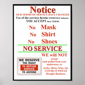 Póster Sin máscara sin servicio