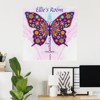 Póster ¡Sin miedo! Funky boho hippy mariposa Nombre edita