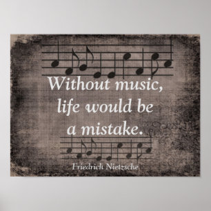 Póster Sin música - cita de Friedrich Nietzsche - Imprimi