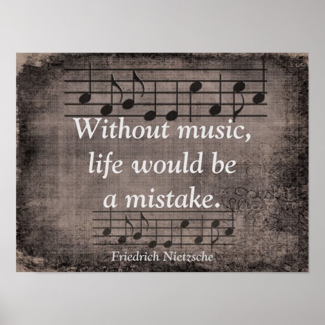 Póster Sin música - cita de Friedrich Nietzsche - Imprimi (Frente)