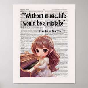 Póster Sin música, la vida sería un error Nietzsche