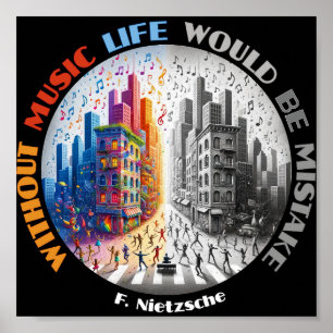 Póster Sin música, la vida sería un error - Nietzsche
