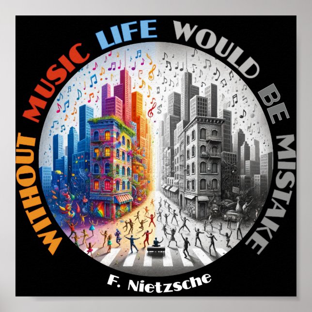 Póster Sin música, la vida sería un error - Nietzsche (Frente)