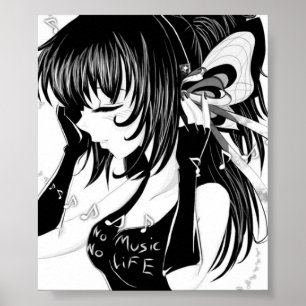 Póster Sin música sin vida Chica anime