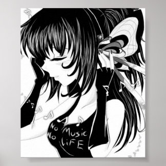 Póster Sin música sin vida Chica anime