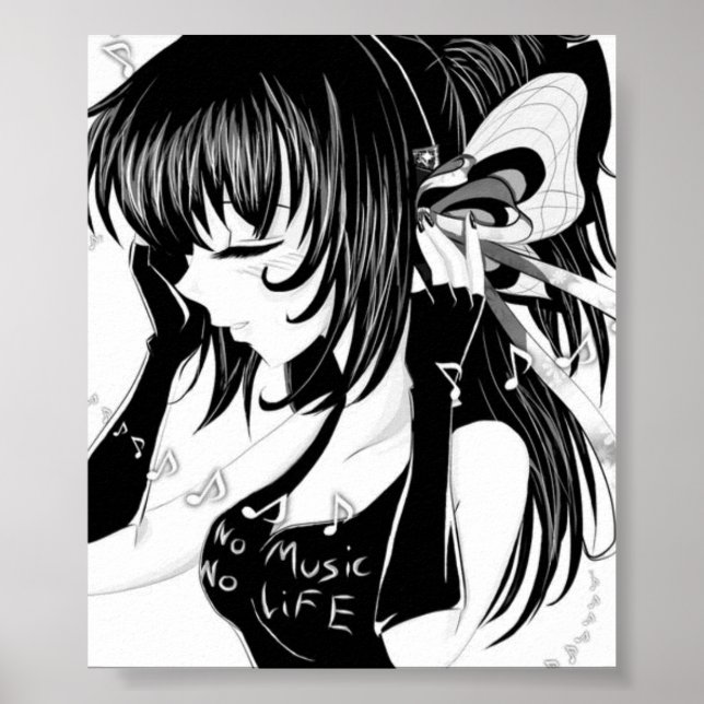 Póster Sin música sin vida Chica anime (Frente)