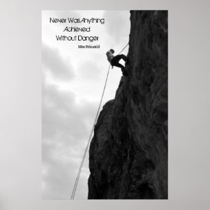 Póster "Sin peligro" Poster de escalada en blanco y negro