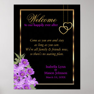 Póster Sin plan de asientos - Elegante Boda de flores púr