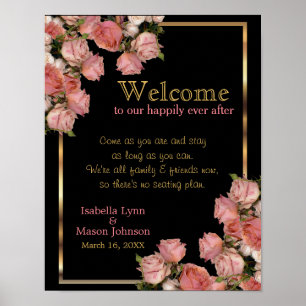 Póster Sin plan de asientos - Elegantes Rosas Bodas rosad