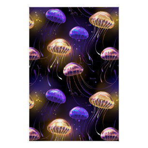 Póster Sin soldadura con medusas brillantes