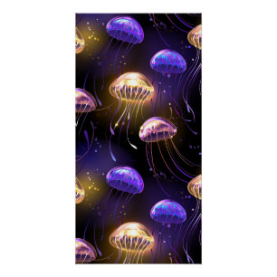 Póster Sin soldadura con medusas brillantes