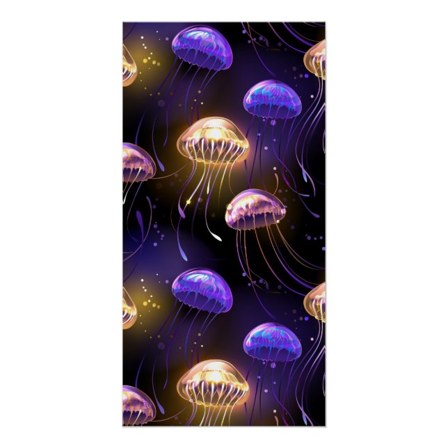 Póster Sin soldadura con medusas brillantes (Anverso)