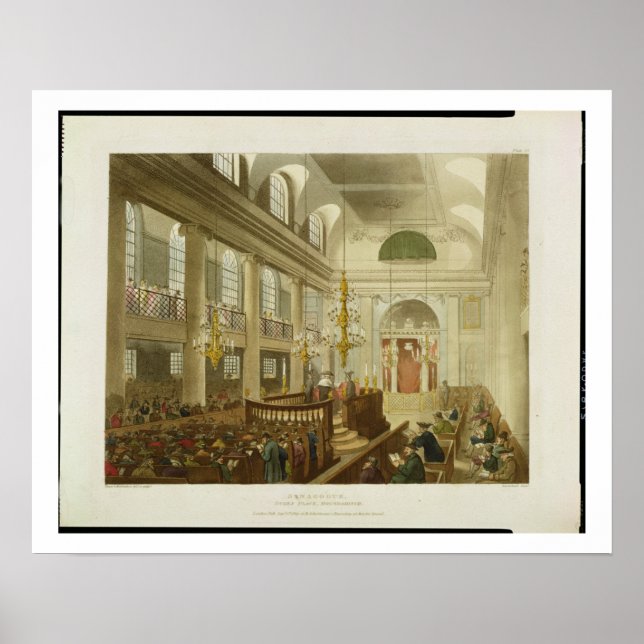 Póster Sinagoga, Dukes Place, Houndsditch, de Ackerman (Frente)