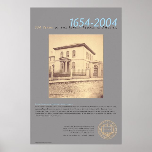 Póster Sinagoga Touro, Newport, Isla Rhode (Frente)
