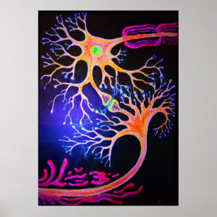 Póster Sinapsis que conecta neuronas