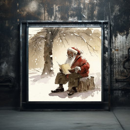 Póster Sinceros deseos de letras de lectura de Papá Noel 