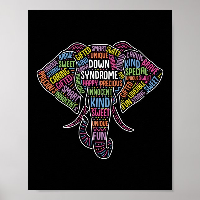 Póster Síndrome de Down Educación especial sobre elefante (Frente)