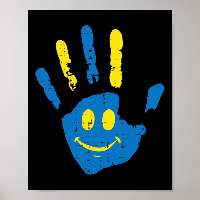 Póster Síndrome de Down Mano de Conciencia Sonrisa Trisom (Frente)