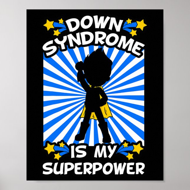 Póster Síndrome de Down Superhéroe Conciencia Cromosoma S (Frente)