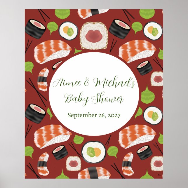 Póster Síndrome de Sushi Baby Shower neutral (Frente)