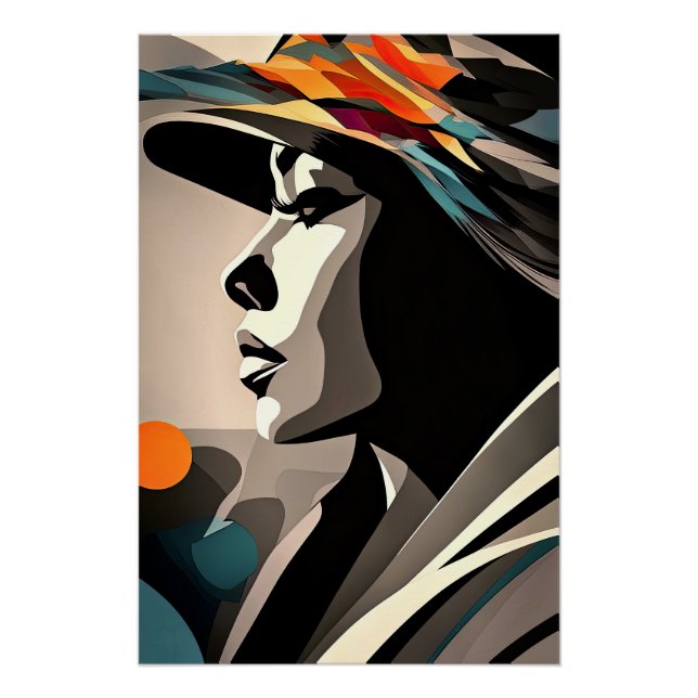 Póster Sinfonía de Color en Rostro Abstracto (Anverso)
