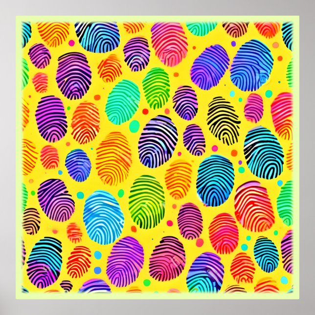Póster Sinfonía de huellas digitales coloridas (Frente)