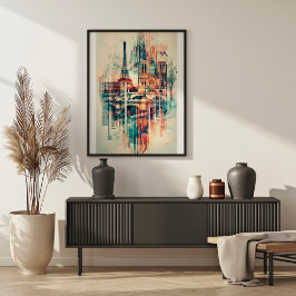 Póster Sinfonía de París: Torre Eiffel y Notre-Dame