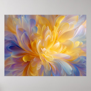 Póster Sinfonía dorada de pétalos abstractos en flor
