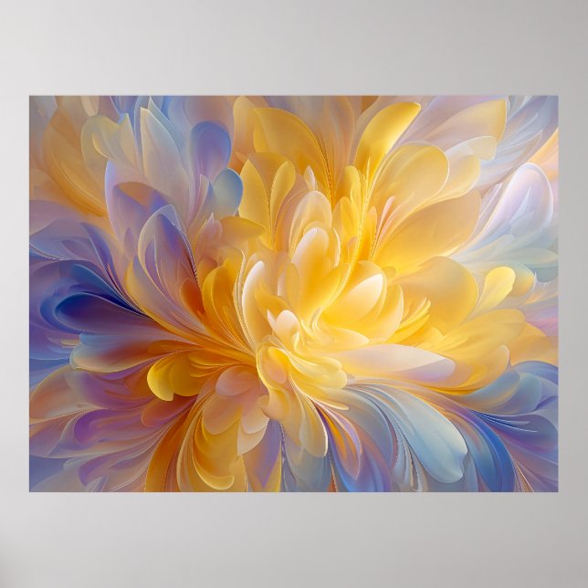 Póster Sinfonía dorada de pétalos abstractos en flor (Frente)