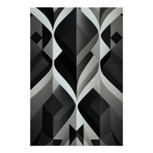 Póster Sinfonía Geométrica en Blanco y Negro