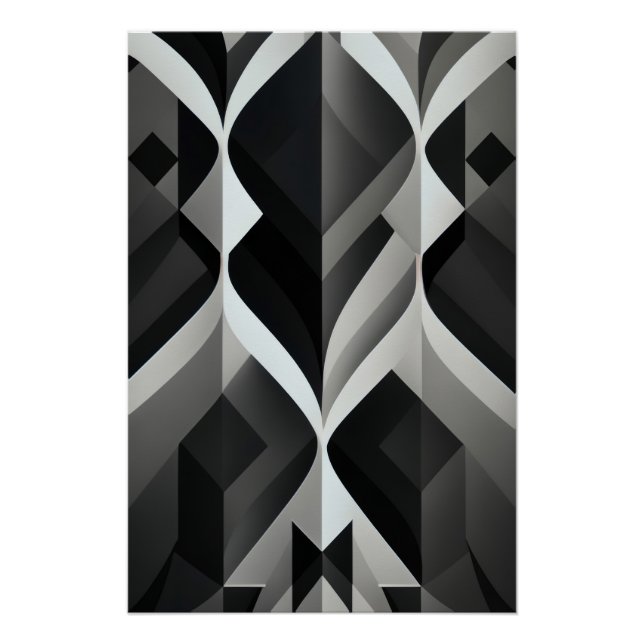 Póster Sinfonía Geométrica en Blanco y Negro (Anverso)