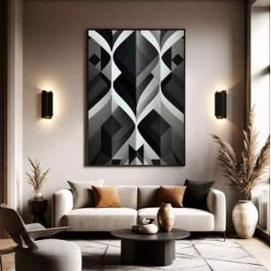 Póster Sinfonía Geométrica en Negro y Blanco