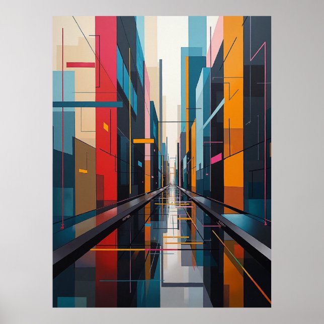 Póster Sinfonía Urbana: Ritmo Geométrico de Ciudad Abstra (Frente)