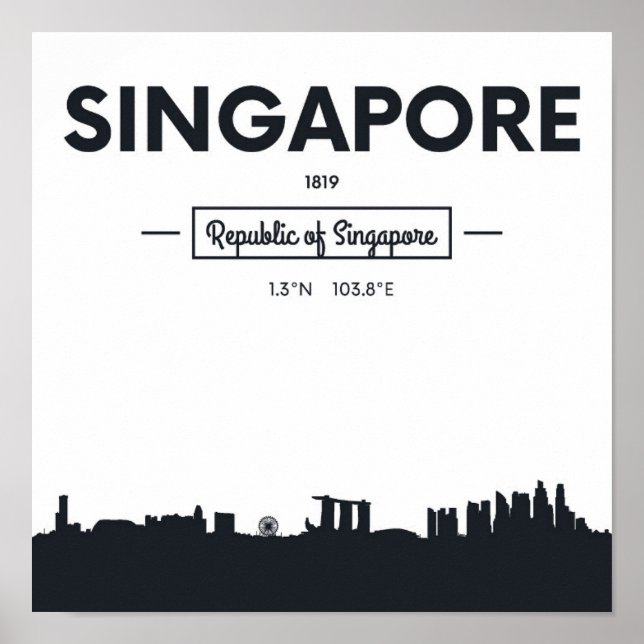 Póster Singapore, China | City Coordinates (Frente)