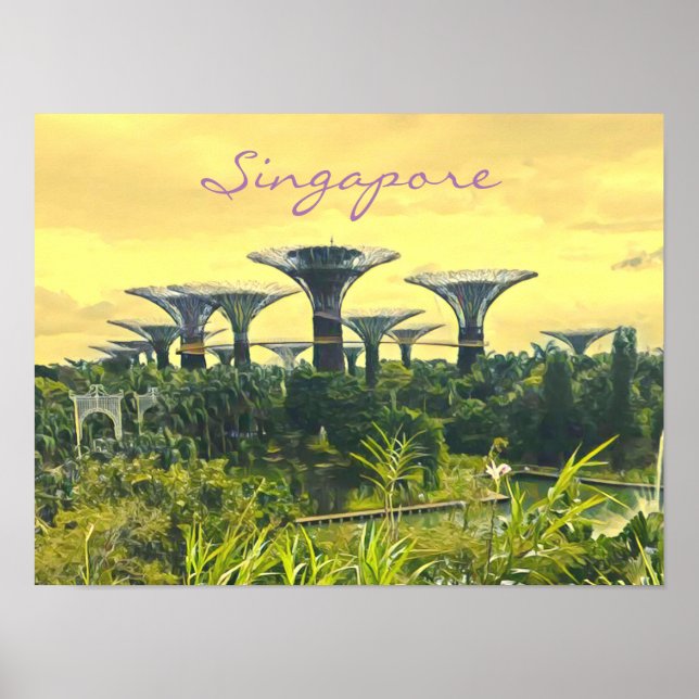 Póster Singapore Gardens by the Bay travel print (Frente)
