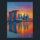 Póster Singapore Marina Bay Sands Pointillism Skyline<br><div class="desc">Colorful pointillist painting of Singapore featuring Marina Bay Sands and the modern skyline reflected across Marina Bay at sunset. Thousands of vibrant dots create a luminous neo-impressionist cityscape filled with glowing skyscrapers and shimmering water reflections.</div>